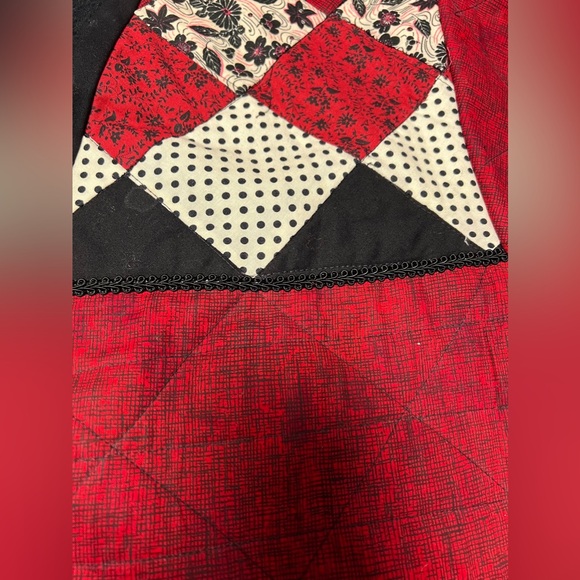 NEW? Handmade QUILTED Jacket XXL Cotton RED White BLACK - Picture 4 of 11